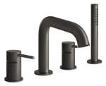 Смеситель для ванны Gessi316, на борт ванны, с выдвижным ручным душем, на 4 отверстия, цвет Black Metal Brushed PVD