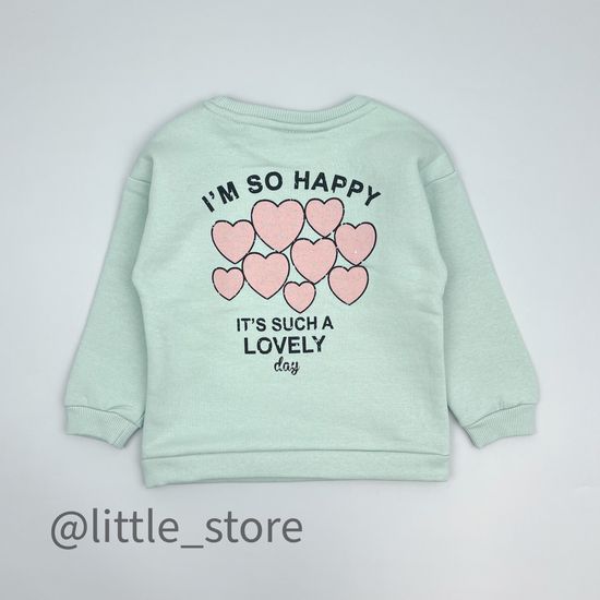 Свитшот из футера(с начесом) "Сердечки", Оливка