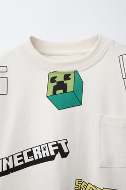 ZARA ФУТБОЛКА MINECRAFT © MOJANG AB. ™, ЭКРЮ