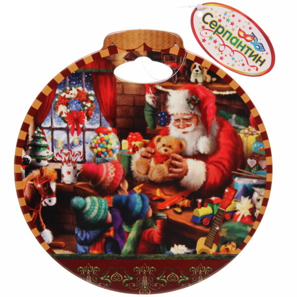 Подставка под горячее керамика «Шар» 20см «Дед Мороз и детки»