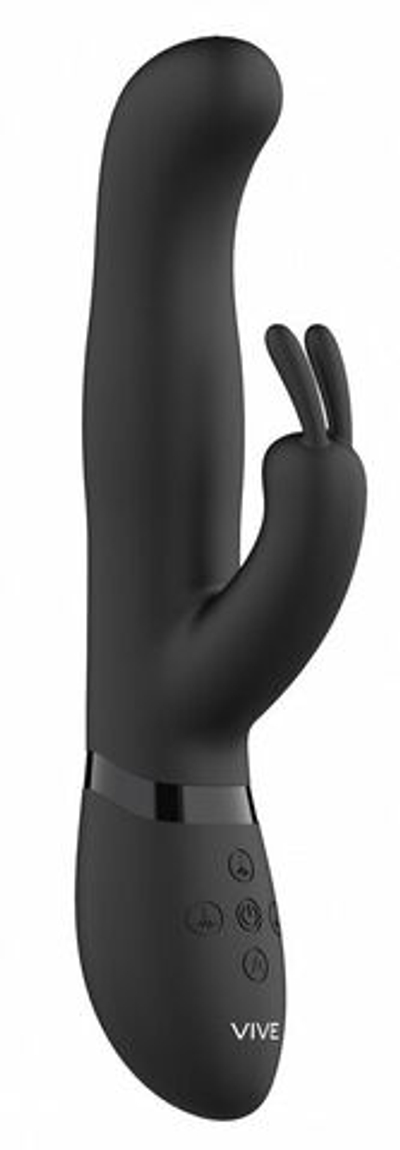 Черный вибромассажер-кролик Izara - 22 см. (Цвет: черный)