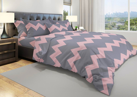 Комплект постельного белья 1.5 сп с простыней на рез.90х200 БЯЗЬ "Chevron" (нав. 70х70 или 50х70)