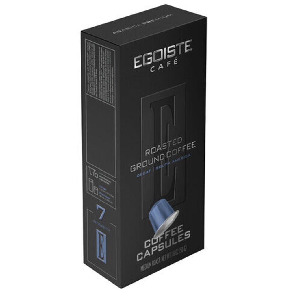 Кофе в капсулах EGOISTE "DECAF" для кофемашин Nespresso, 10 порций, арабика 100%, ФРАНЦИЯ, EG05012004