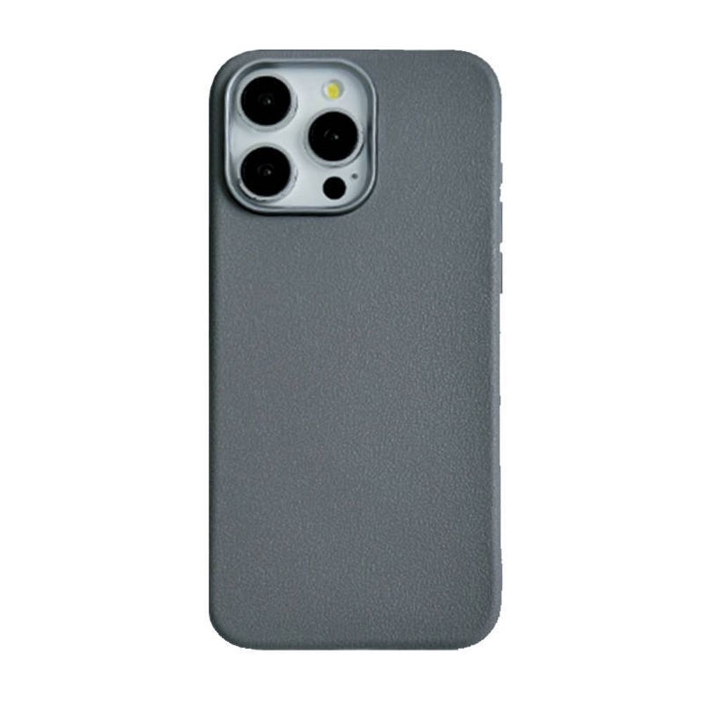 Чехол пластиковый для iPhone 16 Pro Max Светло-серый, имитация кожи