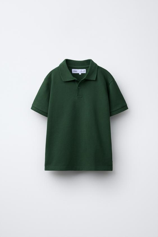 ZARA БАЗОВОЕ ПОЛО, ЗЕЛЕНЫЙ