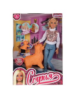 Кукла шарнирная София с питомцами 29см