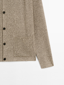 Massimo Dutti Вязаный кардиган Muline из хлопка, бежевый