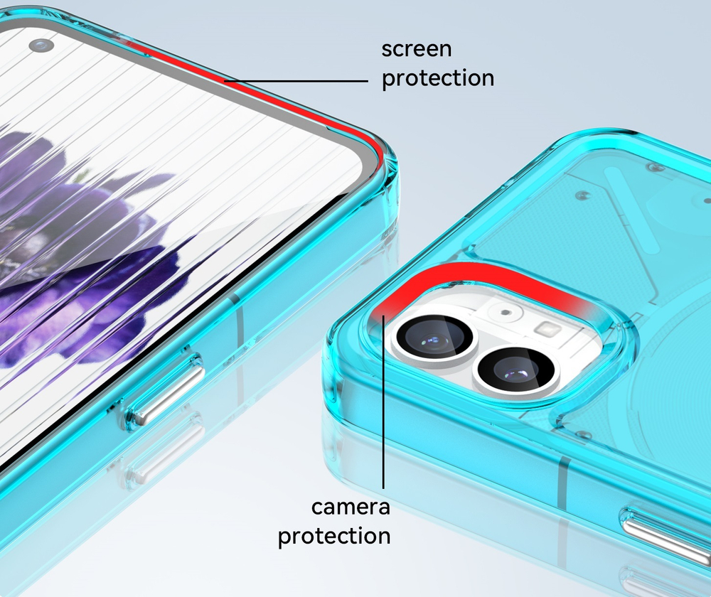 Мягкий усиленный чехол бирюзового цвета для смартфона Nothing Phone (1), увеличенные защитные свойства, мягкий отклик кнопок