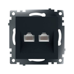 Розетка компьютерная 2-местная RJ-45 (механизм) ,STEKKER ,GLS00-7109-05, серия Катрин, черный 50007