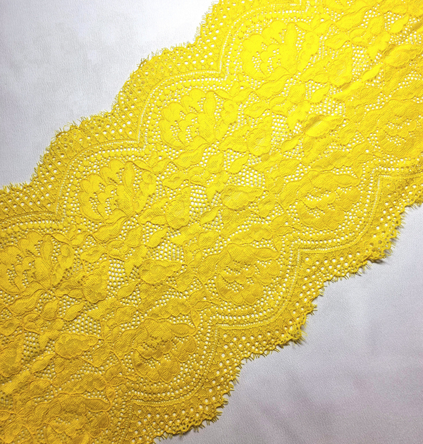 Кружево эластичное ярко-жёлтое с ресничками К131
