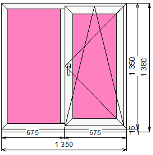Пластиковое окно 1350 х 1350 ТермА Эко