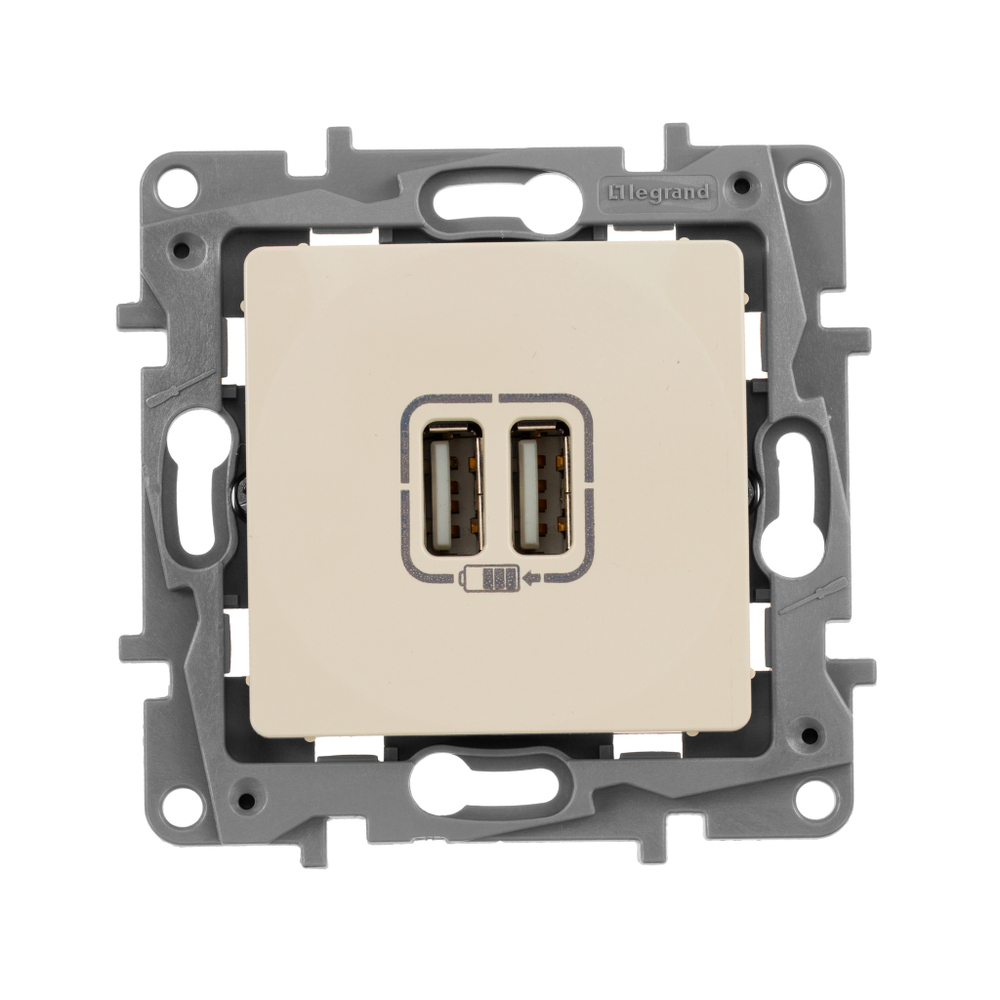 Розетка USB тип А / тип А 3000мА 15Вт - слоновая кость ETIKA Legrand