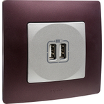 Розетка USB тип А / тип А 3000мА 15Вт - алюминий ETIKA Legrand