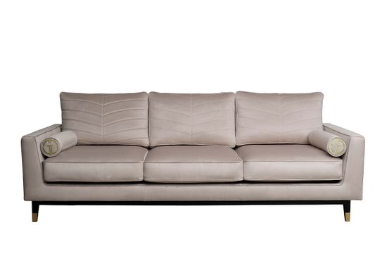 Диван Madrid Memory с кантом трехм. без мех.,велюр бежевый Colt021+Colt030