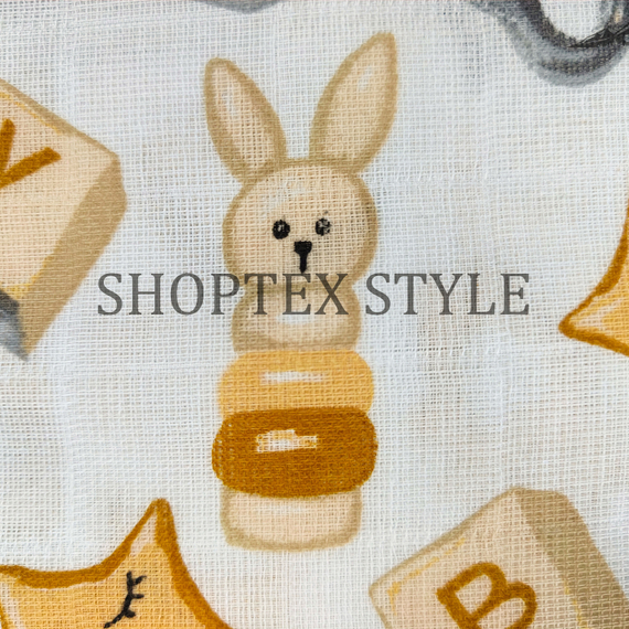 Муслин однослойный принт №1 | ш.135 см | 105 г/м² | хлопок-100%