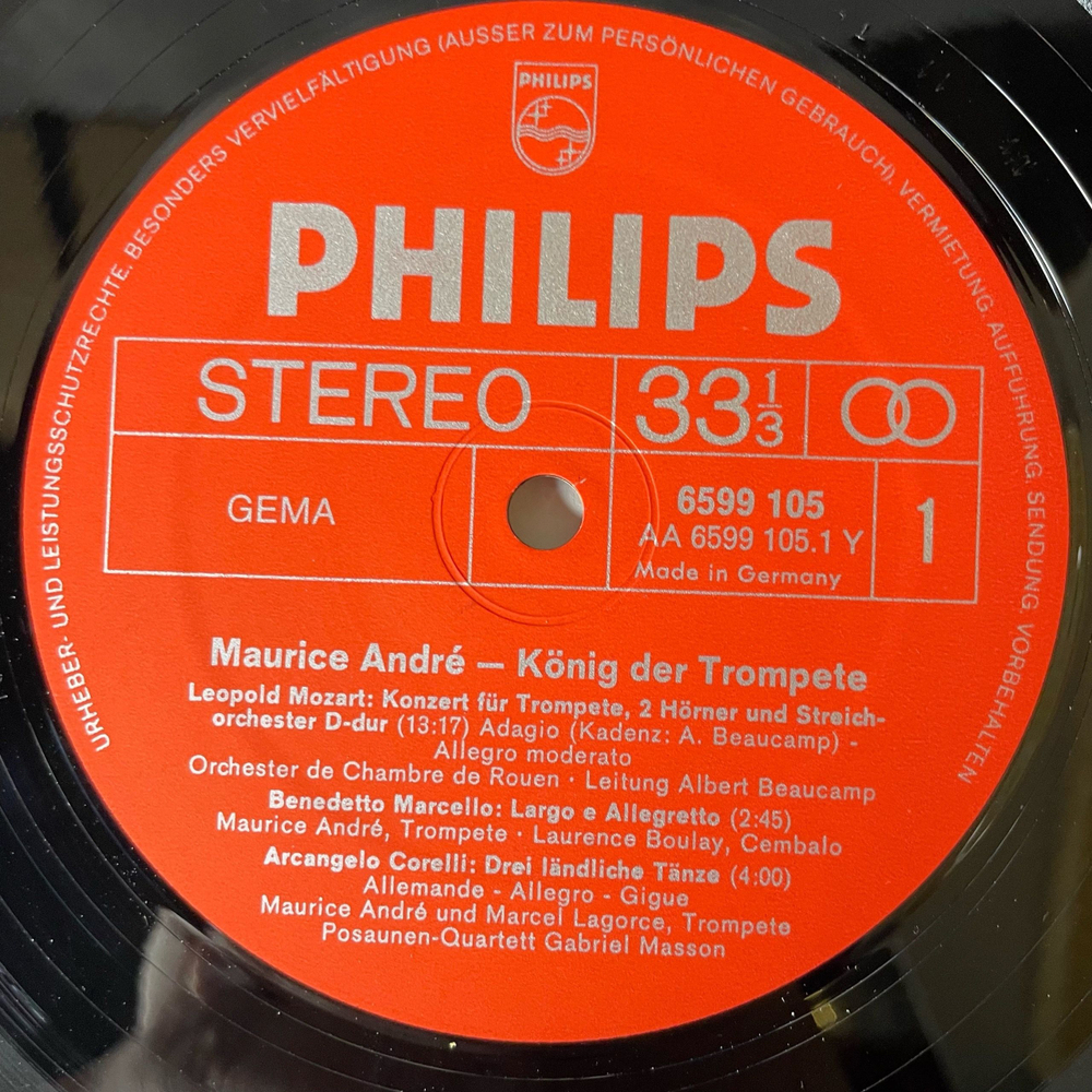 Винтажная виниловая пластинка LP Maurice Andre, Albinoni, Purcell, Vivaldi, Corelli, H ndel, Konig Der Trompete (Германия 1977)
