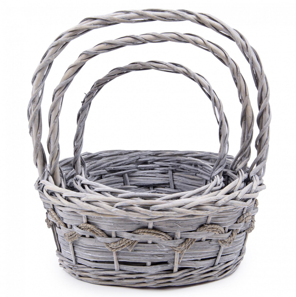 Корзина (Ива) D33/D27/D21 СЕРАЯ ОВАЛ