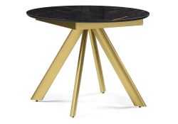 Стеклянный стол Галвестон 100х76 обсидиан / черный / золото