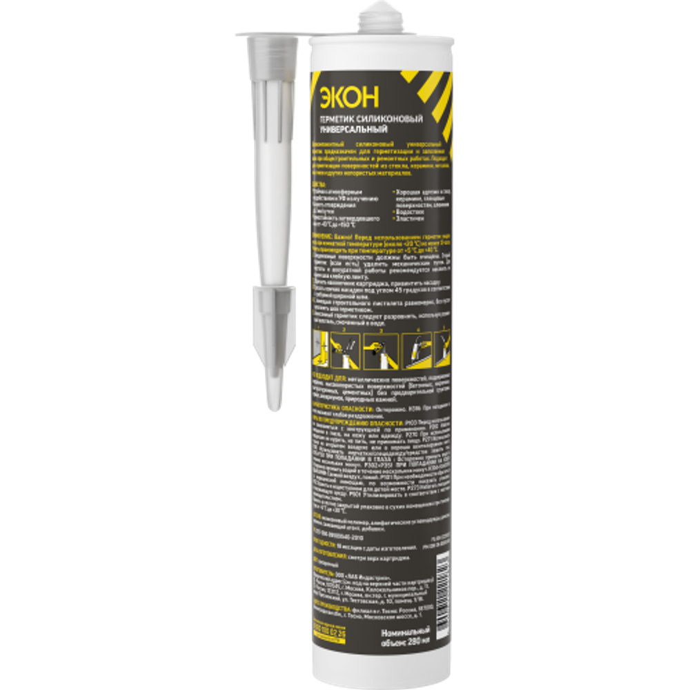 Герметик Экон 2229420 силиконовый универсальный прозрачный 280 мл | Экон