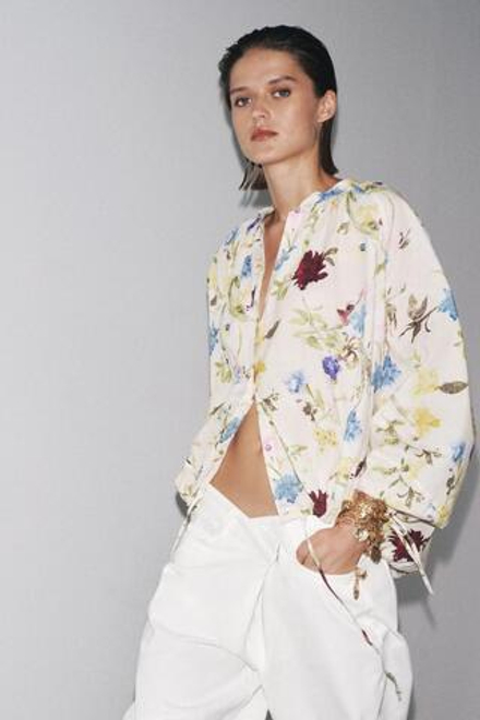 ZARA РУБАШКА С ЦВЕТОЧНЫМ ПРИНТОМ — ZW COLLECTION, РАЗНОЦВЕТНЫЙ