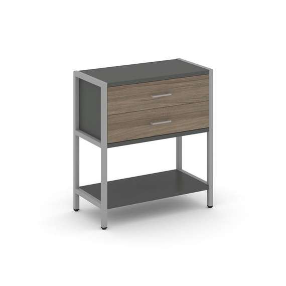 Shelf System Односекционный стеллаж двухярусный с ящиками SN.STM-212 Антрацит/Вяз Благородный/Металл