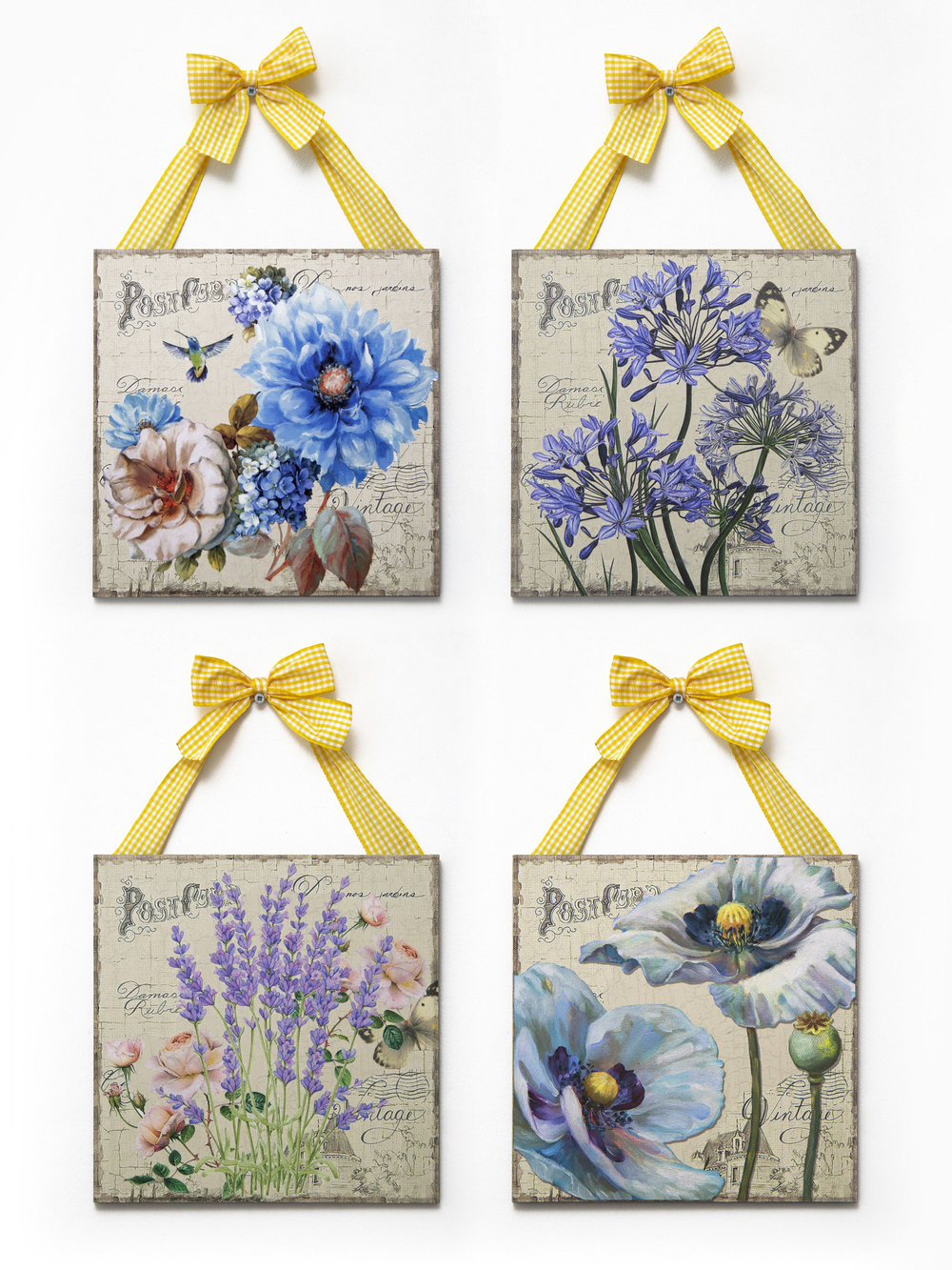 Панно на стену для интерьера набор 4 шт "Лаванда"