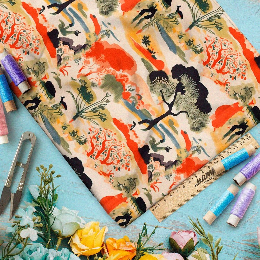 Ткань премиум интерлок живописные оттенки реальности