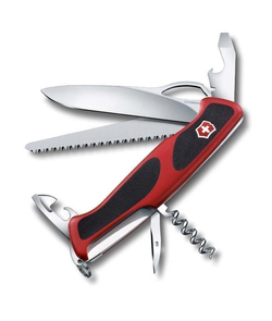 Нож перочинный VICTORINOX RangerGrip 79, 130 мм, 12 функций, с фиксатором лезвия, красный с чёрным (0.9563.mc)