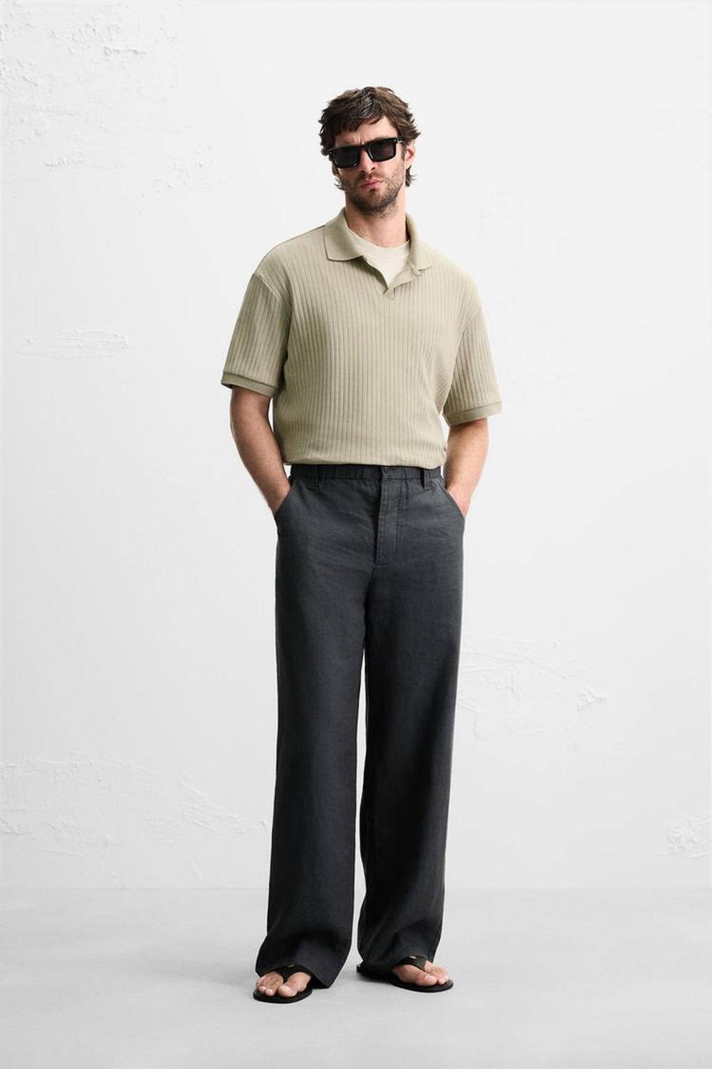 ZARA ПОЛО В РУБЧИК, СВЕТЛО-ЗЕЛЕНЫЙ