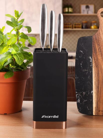 Подставка для ножей 22 см. квадратная Kamille KM 7628 Медь