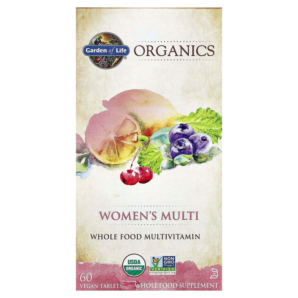Garden of Life, Organics, мультивитамины для женщин, 60 веганских таблеток