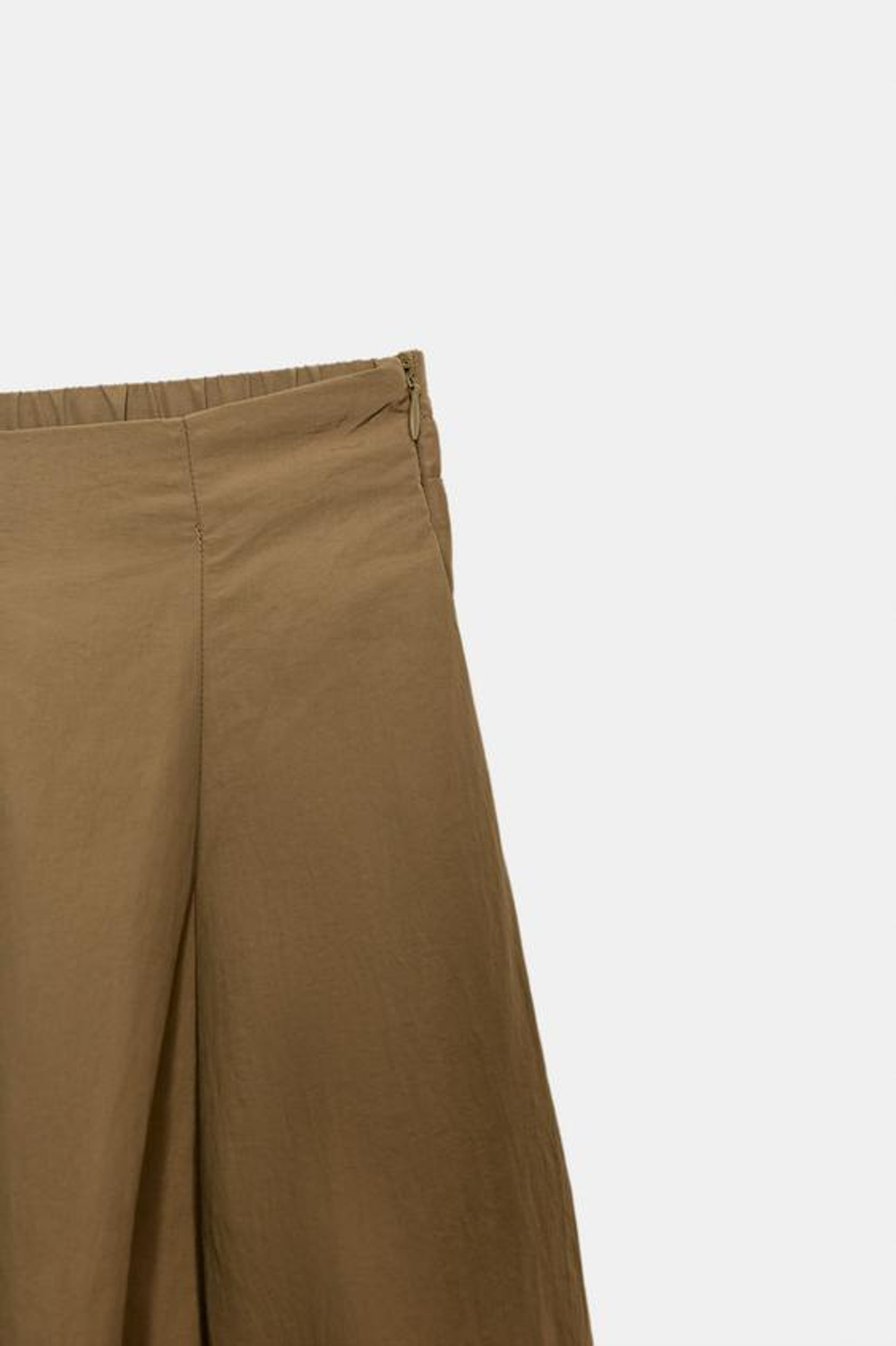 ZARA НЕЙЛОНОВАЯ ЮБКА МИДИ, ТЕМНО-БЕЖЕВЫЙ