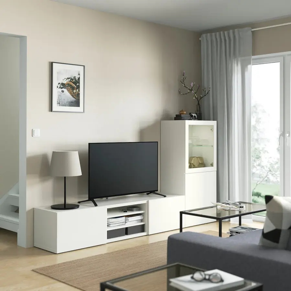 Тумба под телевизор - IKEA BESTÅ/BESTA, 240x42x129 см, белый, Бесто ИКЕА