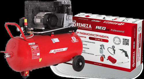 Компрессор поршневой СБ4/С-100.AB365A с набором пневмоинструмента KIT UNI-7B