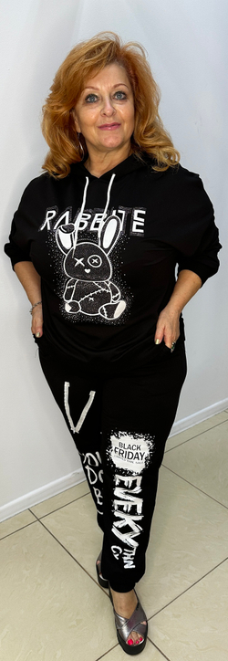 Черный с белым стразовым принтом, костюм