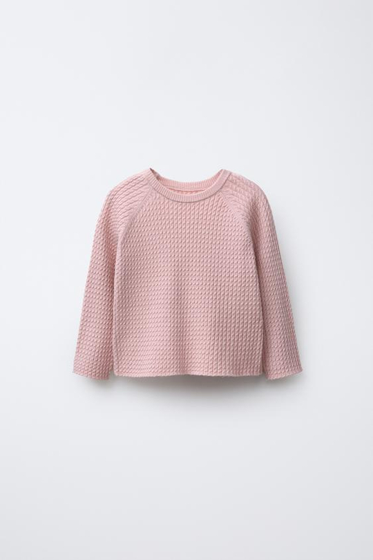 ZARA СВИТЕР С УЗОРОМ «КОСЫ», СВЕТЛО-РОЗОВЫЙ