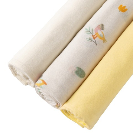 Пелёнки фланелевые BUBA KIDS, 3 шт., Утка мандаринка/Жёлтая пастель/Сливочный, 95х115