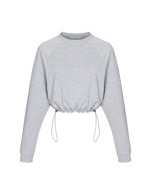 Укороченный свитшот на резинке, серый