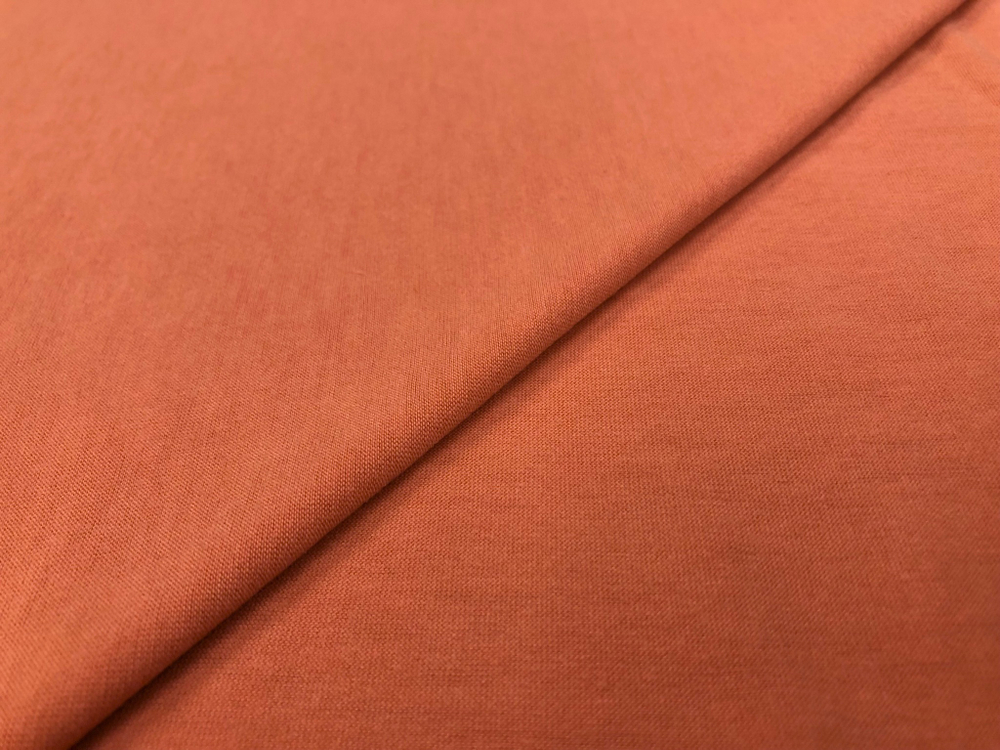 Ткань трикотаж Кулирка вискозная цвет оранжевый , артикул 326756