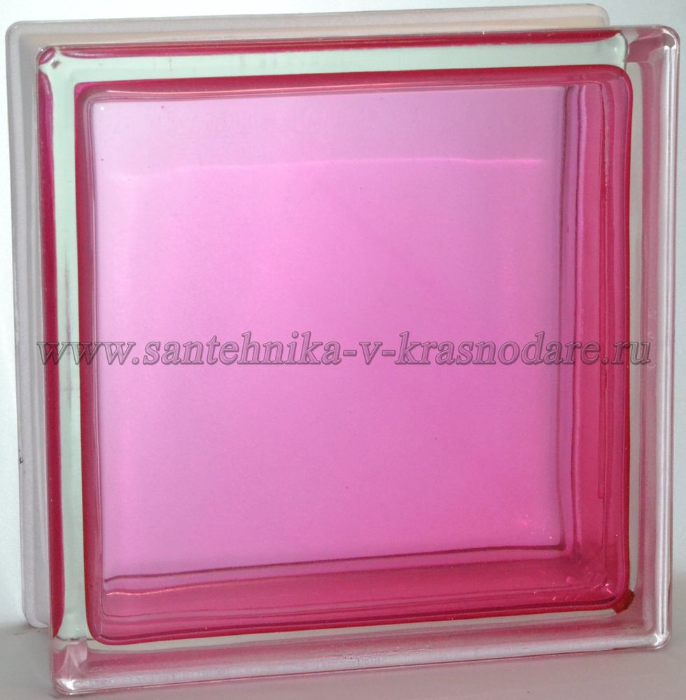 Стеклоблок розовый гладкий окрашенный изнутри Vitrablok 19x19x8