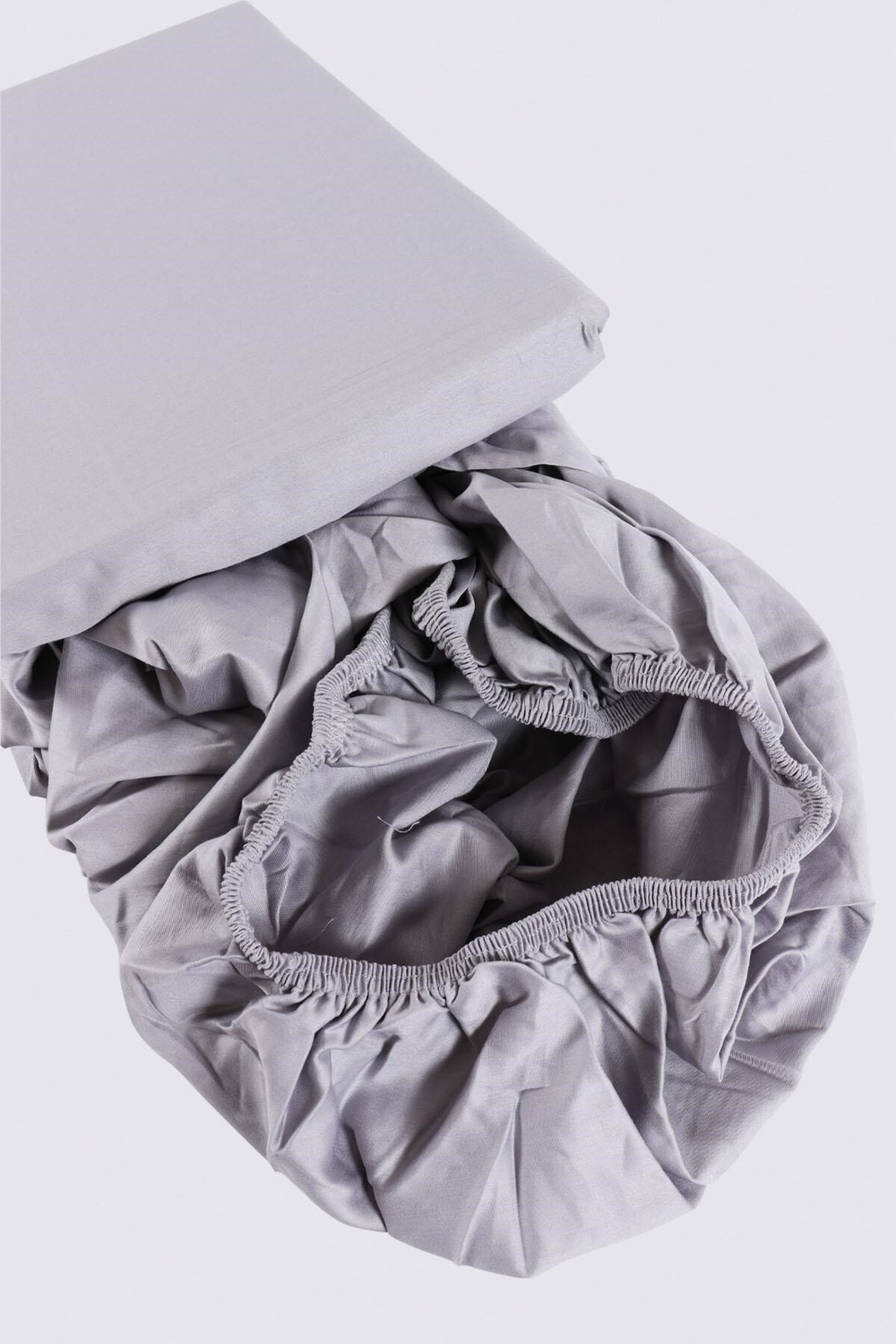 Сатиновая простынь на резинке EcoCotton 120х200 | серая