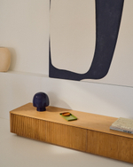 Тумба под телевизор Helvine с 4 ящиками из дубового шпона и закаленного стекла, 200 x 40