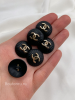 Пуговицы Шан. черные матовые с золотым лого скидка