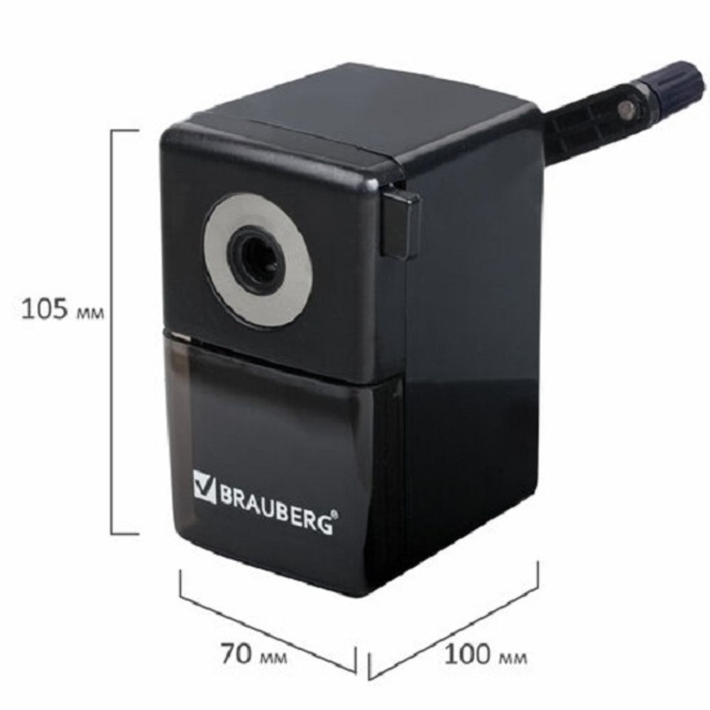 Точилка механическая Brauberg BlackJack, пласт. корпус, со струбциной, черный, инд. упак.
