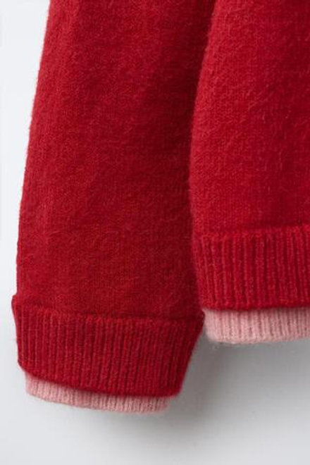 ZARA Х BENSIMON ® ТРИКОТАЖНЫЙ КАРДИГАН, КРАСНЫЙ