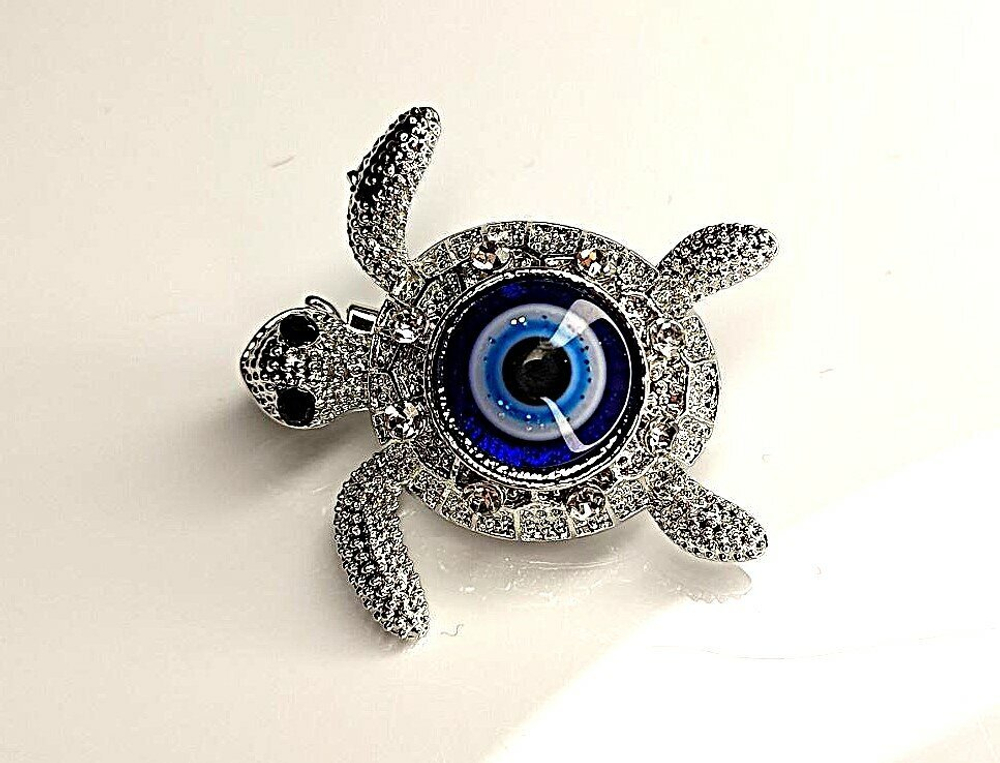 Брошка. Черепаха  Цвет белое серебро