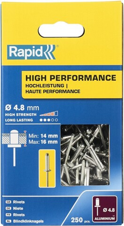 RAPID R:High-performance-rivet, 4.8 х 20 мм, 250 шт, алюминиевая высокопроизводительная заклепка (5001439)