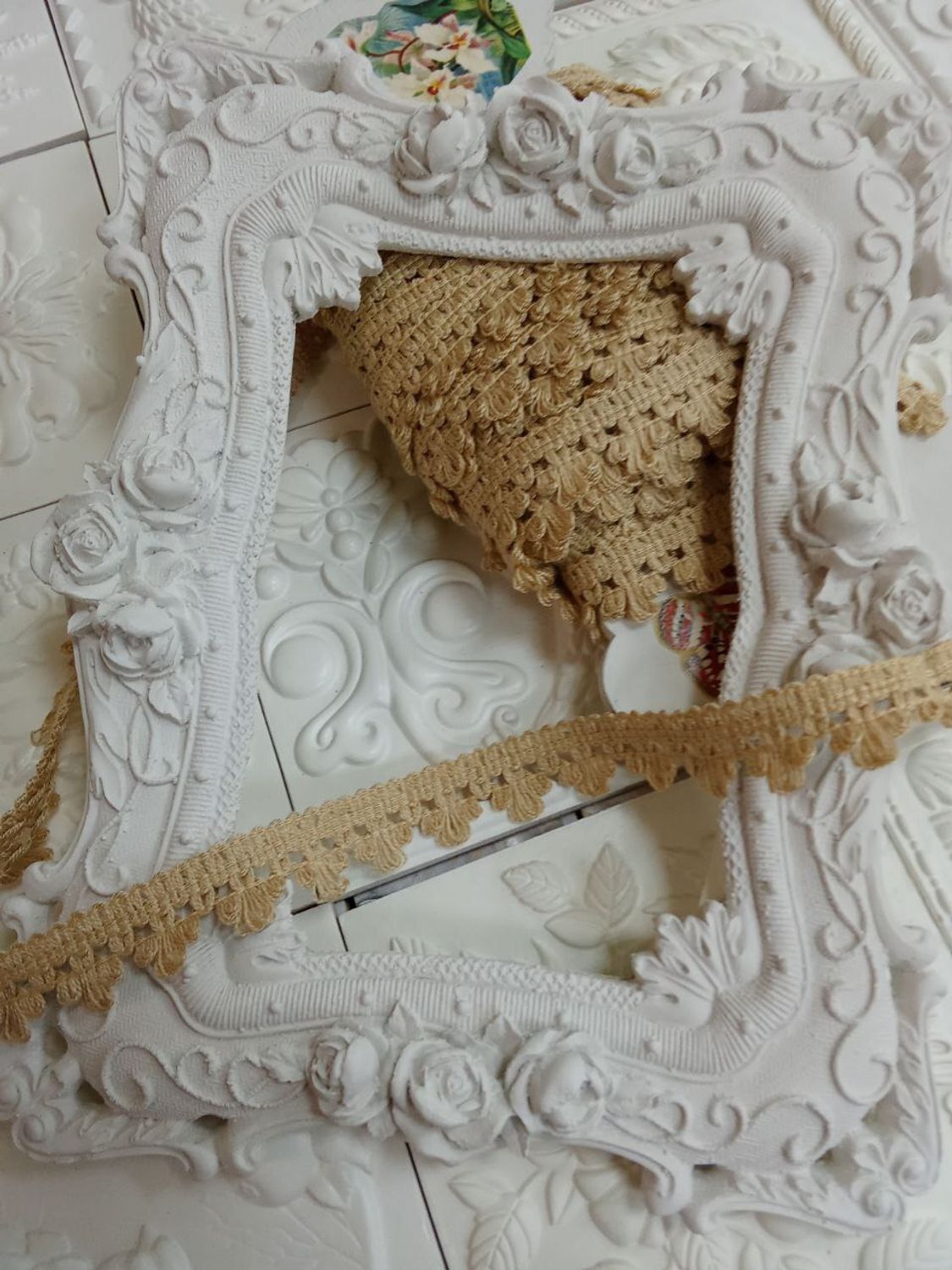 кружево , хлопок 1,5см  цвет бежевый (1м)