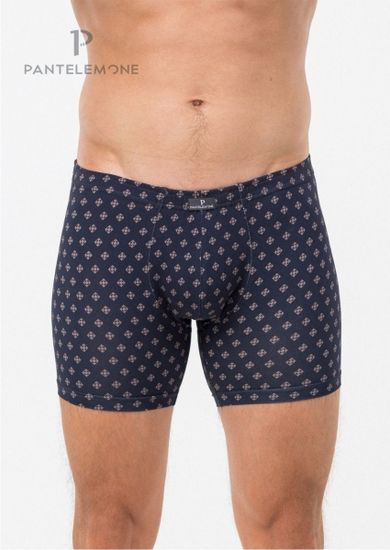 Трусы мужские боксеры удлинённые Pantelemone PMHL-1515, геометрия темно-синяя/бежевая