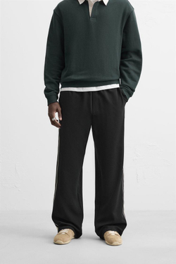 ZARA БРЮКИ ИЗ ВЫСОКОТЕХНОЛОГИЧНОЙ ТКАНИ С ЛАМПАСАМИ, ЧЕРНЫЙ